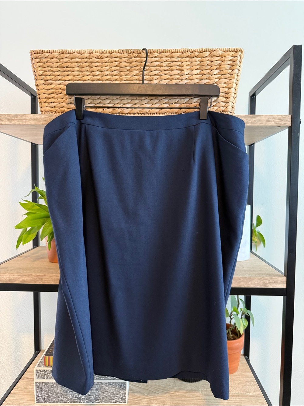 Talbots Vintage Italian Wool Woven Navy Career Pencil Skirt, 20W